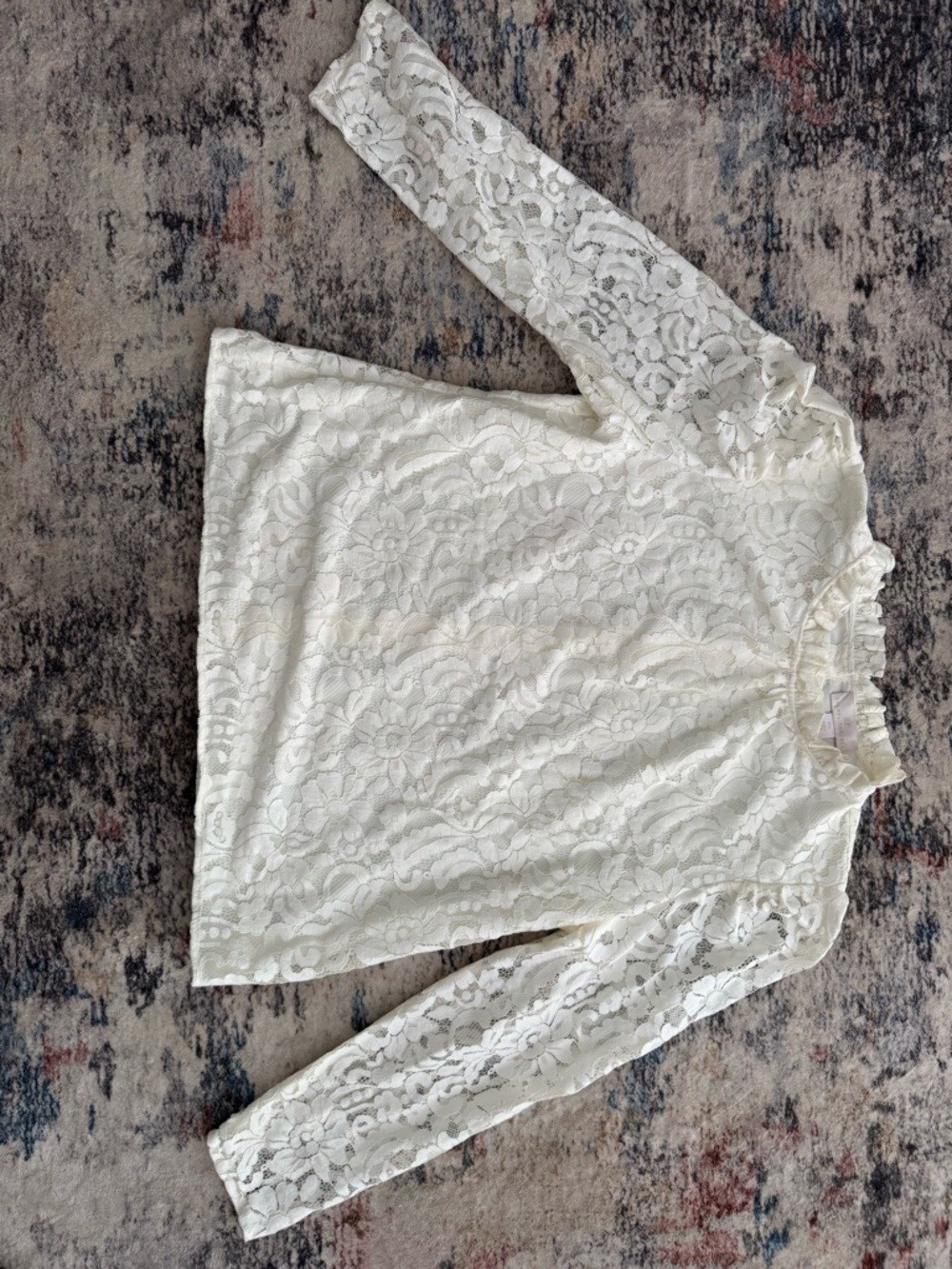 Rachel Parcell Ivory Lace Blouse with Pink Satin Label Size XXL